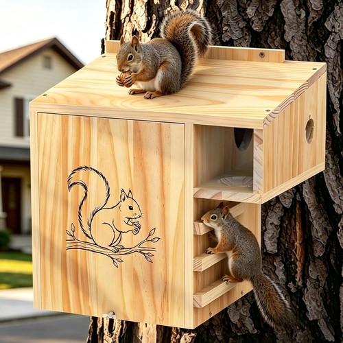 Squirrel house nesting box - squirrel,